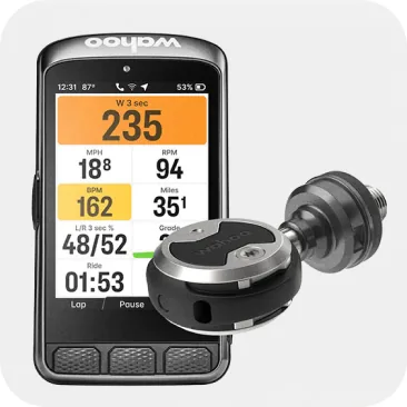 Exploded view of the left and right Speedplay Power pedals highlighting the dual-sided sensors